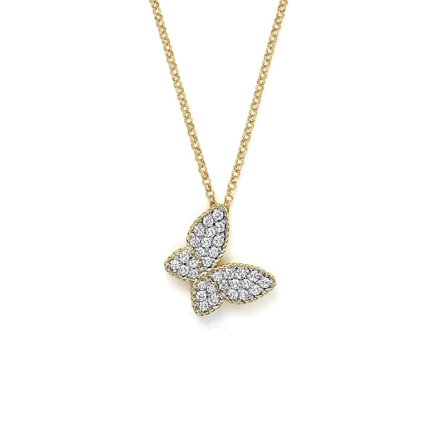 Roberto Coin Tiny Treasures 18K Yellow Gold Diamond Butterfly Pendant
